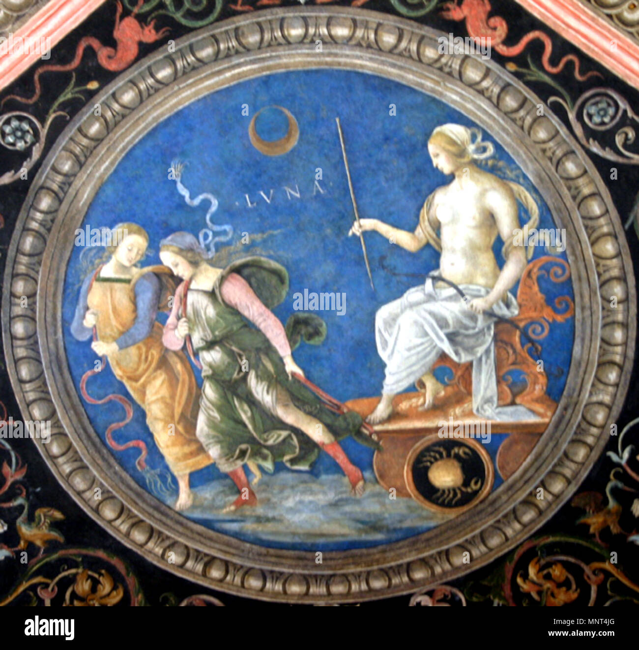 . Italiano: Pietro Perugino, Volta del Collegio del Cambio: affresco astrologico della Luna (Diana). 11. März 2015. Pietro Perugino (1446-1524), alternative Namen Geburt Name: Pietro Vannucci Beschreibung italienischer Maler Geburtsdatum / Tod zwischen ca. 1445 und ca. 1448 1523 Ort der Geburt / Todes Città della Pieve Fontignano Arbeit Lage Perugia, Florenz, Rom, Orvieto Authority control: Q 5827 VIAF: 228460912 ISNI: 0000 00038692 0520 ULAN: 500024544 LCCN: n 84039337 WGA: PERUGINO, Pietro Perugino, Luna-Diana WorldCat 974 Stockfoto