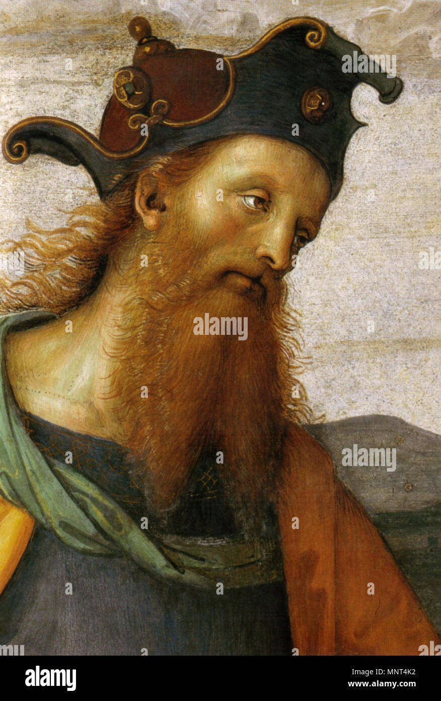 . Pietro Perugino, Fresco, Collegio del Cambio, Perugia. zwischen 1497 und 1500. Siehe Dateiname oder Kategorie 974 Perugino, prudenza e Giustizia, 01. Stockfoto