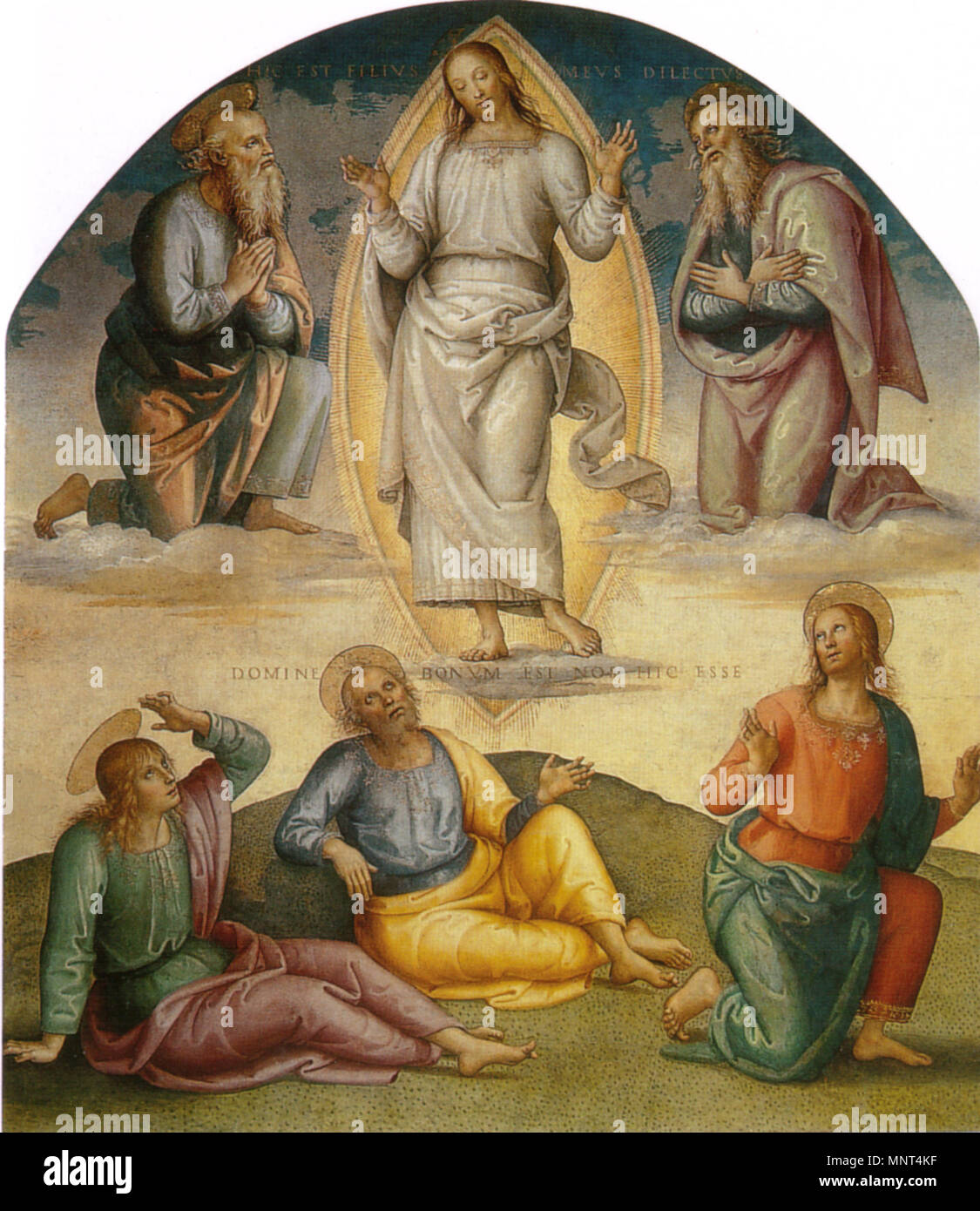 Verklärung zwischen 1497 und 1500. 974 Perugino, trasfigurazione, Collegio del Cambio Stockfoto