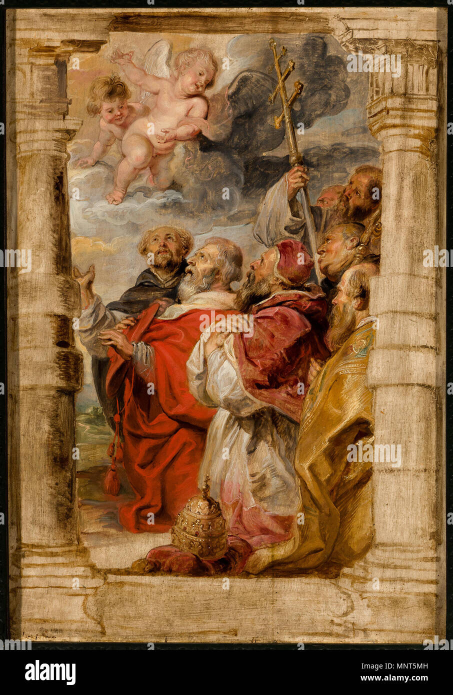 . Die Fürsten der Kirche anzubeten, 26 ¼ × 18 5/16 in. (66,7 × 46,5 cm.). ca. 1626-1627. Peter Paul Rubens (1577 - 1640) Alternative Namen: Rubens, Pierre Paul Rubens, Pieter Paul Rubens, Sir Peter Paul Rubens Beschreibung flämischen Maler, Bildhauer, Zeichner und Grafiker Geburtsdatum / Tod 28. Juni 1577 30. Mai 1640 Ort der Geburt / Todes siegen Antwerpen Standort Antwerpen (1589-1600), Mantua (9. Mai 1600-1608), Spanien (1603), Antwerpen (1608-1640), den Niederlanden (1612), Paris (23. Mai 1623-29. Juni 1623, vom 4. Februar 1625-9 Juni 1625), Calais (November 1626), Paris (De Stockfoto