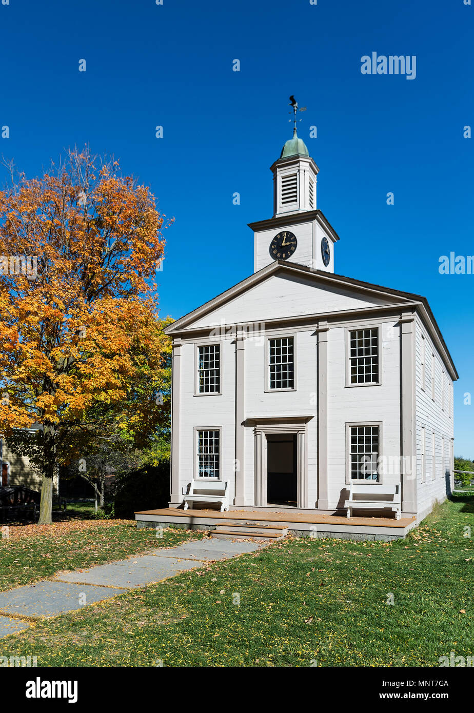 Historisches Rathaus, 1822, Genesee Land Dorf und Museum, Mumford, New York, USA. Stockfoto