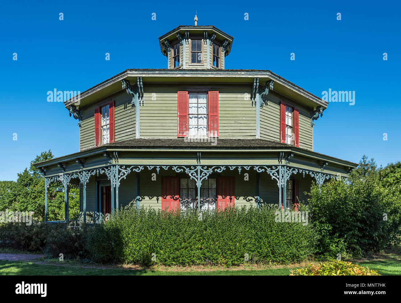 Historischen Hyde House, 1870, Genesee Land Dorf und Museum, Mumford, New York, USA. Stockfoto
