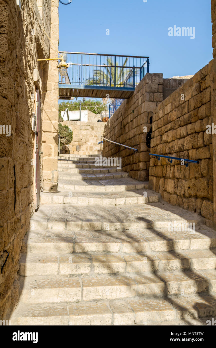 Alte steinerne Straßen in der Altstadt von Jaffa, Tel Aviv Yaffo, Israel Stockfoto