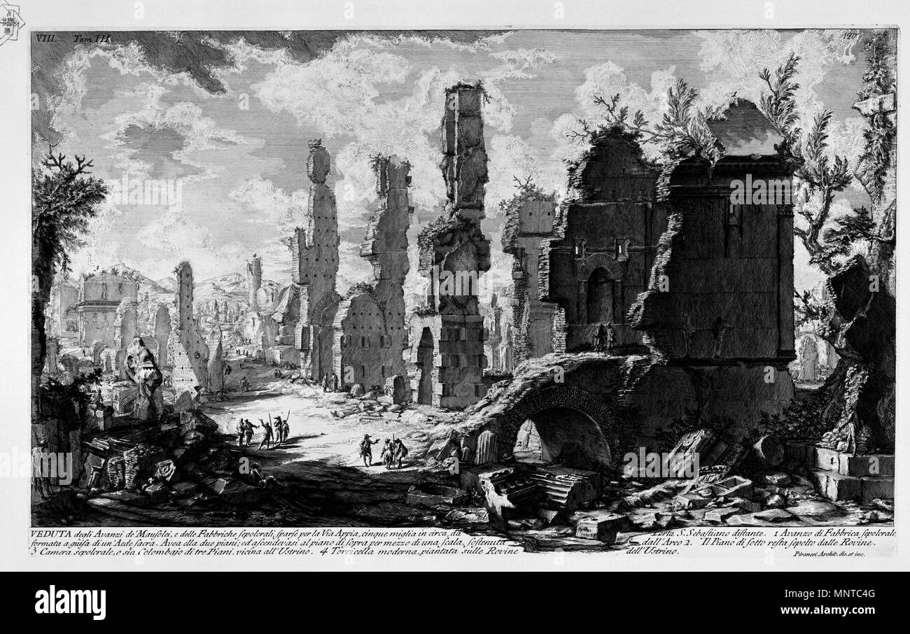 Via Appia 1756. 1002 Piranesi unter 1-888-304-3008 Stockfoto