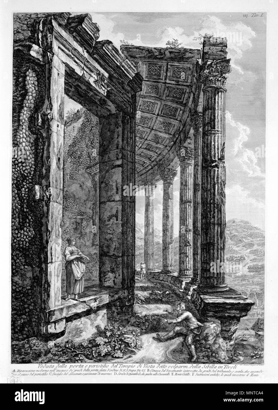 Veduta Della Porta e peristilio del Tempio di Vesta detto volgarm. della Sibilla in Tivoli 1780. 1002 Piranesi-6002 Stockfoto