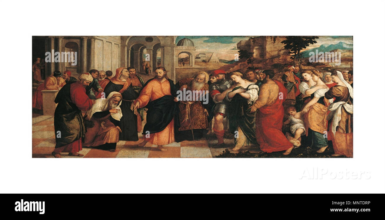 Christus und die Ehebrecherin aus dem 16. Jahrhundert. 1008 Pitati - Christus und die Ehebrecherin - Brera Mailand Stockfoto