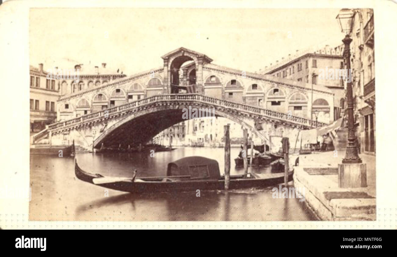 Ponte di Rialto 1860. 1013 Ponti, Carlo (Ca. 1823-1893) - Venezia - Ponte di Rialto - 1860s Stockfoto