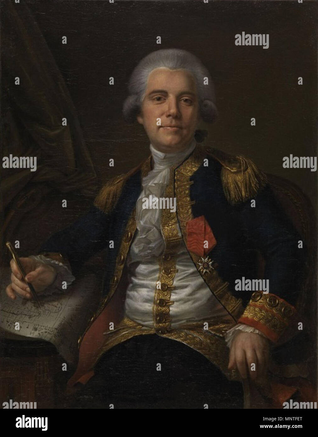 . Français: Portrait du Capitaine de Vaisseau de Louis-Gaud Ravennel (1747-1824). Peinture à l'huile (H. 92 cm, l. 72 cm, H 113 cm, l. 94 cm (Kader). Musée de l'Armée. 1785. François-Louis Brossard de Beaulieu (1727-1810) 1014 Portrait du Capitaine de Vaisseau de Ravennel Louis-Gaud Stockfoto