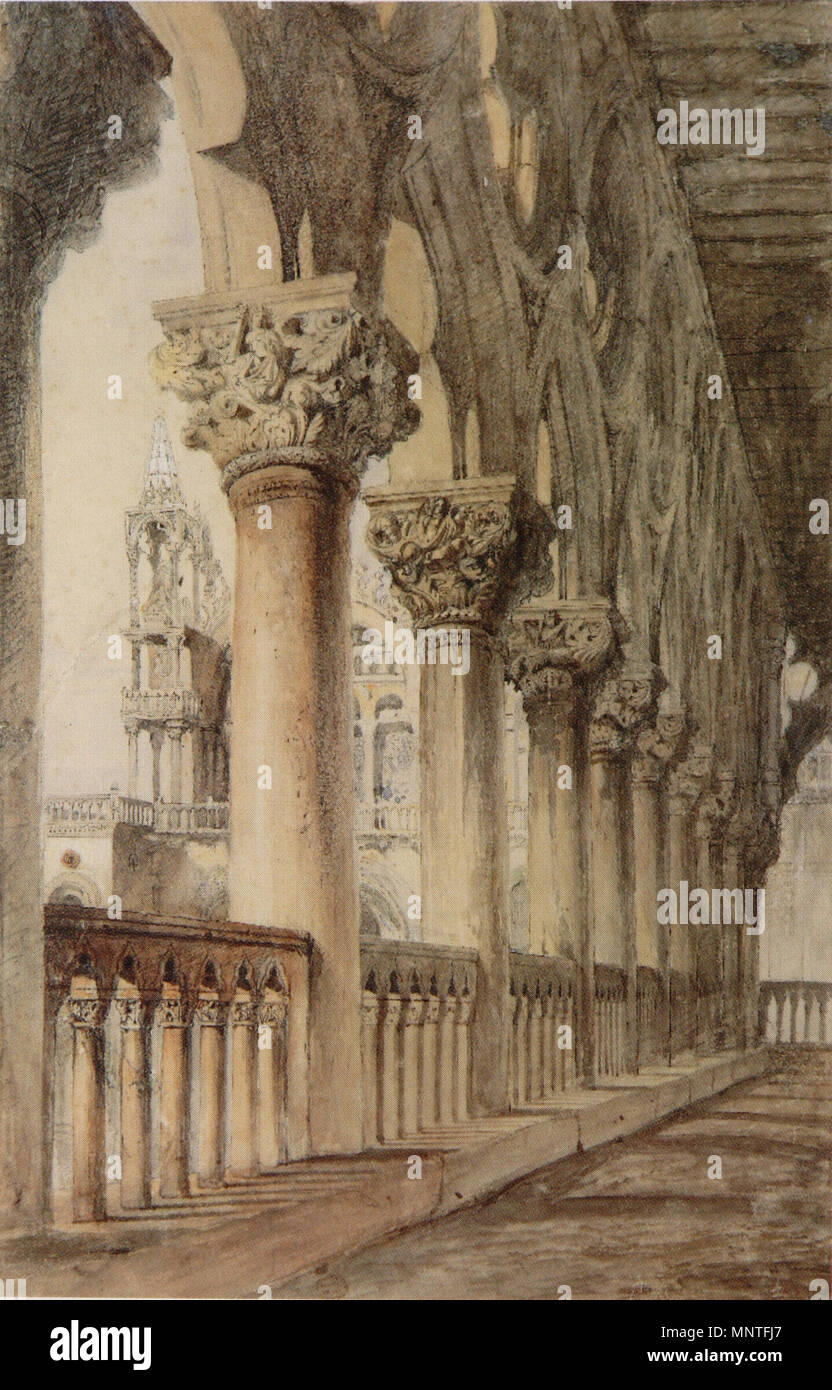 . Das herzogliche Schloss, Renaissance Hauptstädte der Loggia. Bleistift und Aquarell, 47 x 29,2 cm. zwischen 1849 und 1850. John Ruskin (1819 - 1900) Alternative Namen Ruskin Beschreibung britischer Schriftsteller, Dichter, Künstler und Kunstkritiker Datum der Geburt / Tod vom 8. Februar 1819 20. Januar 1900 Ort der Geburt / Todes London Englisch: Brantwood, Lake District Arbeiten Ort: England, Venedig, der Schweiz, Frankreich Authority control: Q 179126 VIAF: 73859585 ISNI: 0000 0001 2139 3446 ULAN: 500006262 79006950 LCCN: n NLA: 36583544 WorldCat 1172 Das herzogliche Schloss Ruskin Stockfoto