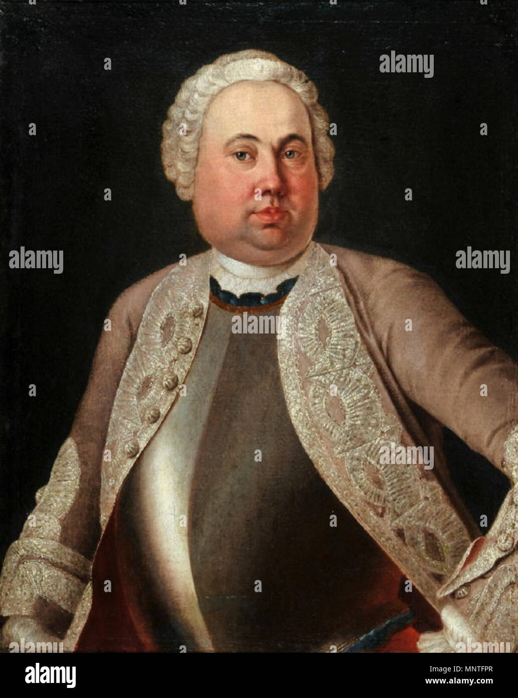 . Bildnis eines Edelmanns, Rückseitig betitelt "L. v. Gortzke (GEB. 24. Nov. 1706)", rückseitig datiert 1742; Öl auf Leinwand, 79 x 63,5 cm. 1742. 1016 Porträt eines Edelmanns (L von Gortzke) 1742 Stockfoto