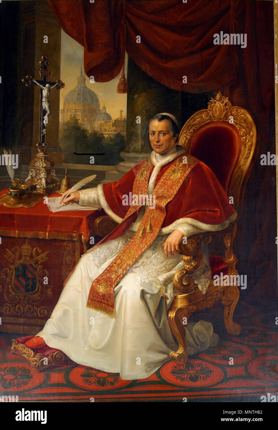 . Englisch: Porträt von Papst Pius IX. Italiano: Ritratto di Pio IX. 1847. Unbekannt 1022 Porträt des Papstes Pius IX. Stockfoto
