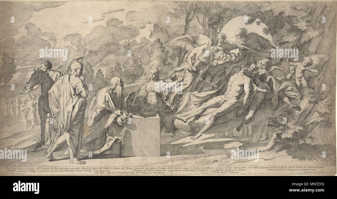 . Italiano: Profezia di Basilide. ca. 1650. Pietro Testa (inventore della Composizione) e Giovanni Cesare Testa (autore dell'incisione su disegno Dello Zio Pietro) 1030 Profezia di Basilide-Testa Stockfoto