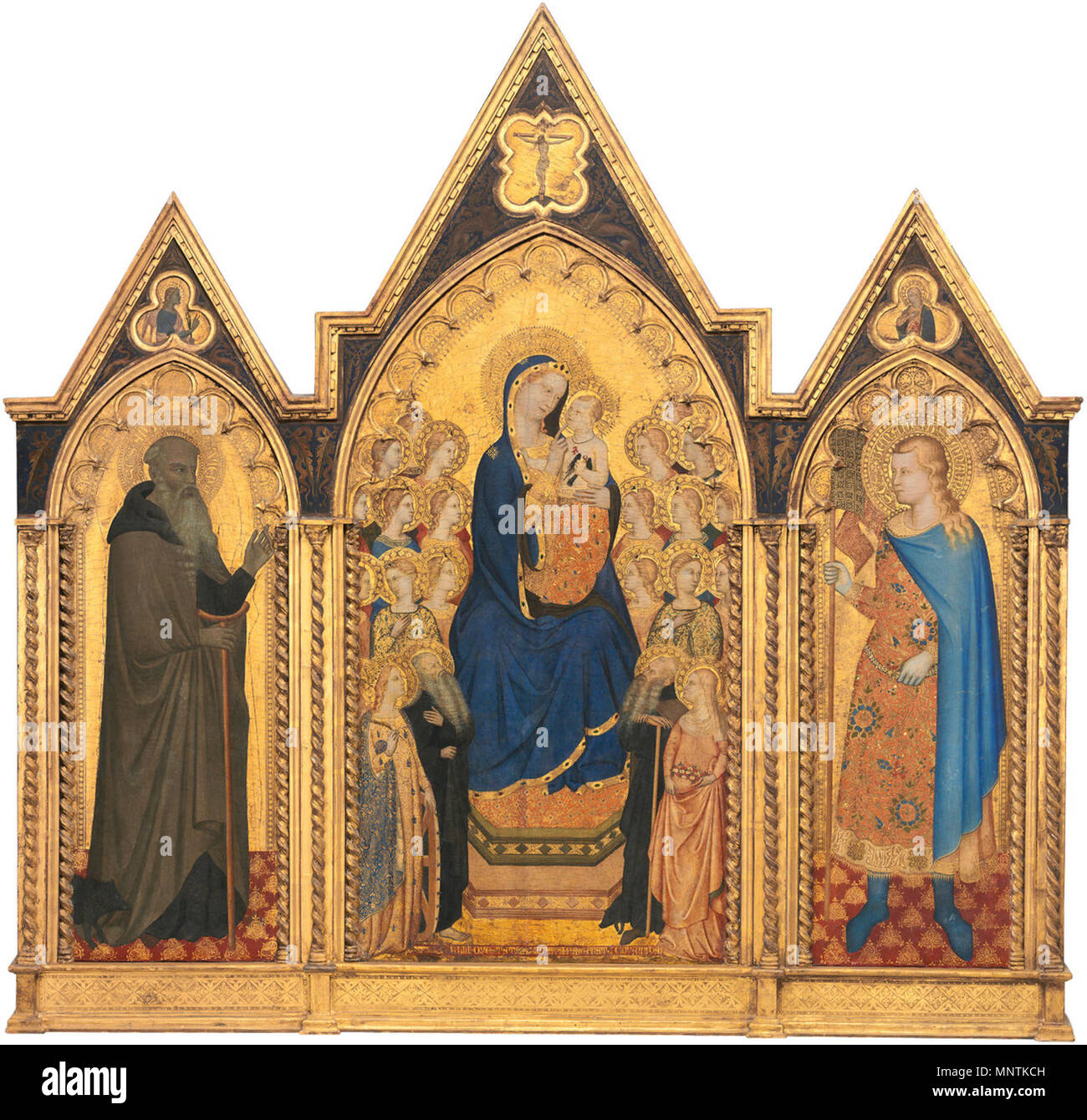 Puccio di Simone und Allegretto Nuzi, Madonna auf dem Thron mit Heiligen [Links], Italienisch, aktive Mitte des 14. Jahrhunderts, C. 1354, Tempera auf Panel, Andrew W. Mellon Collection. Italiano: Puccio di Simone - Madonna in Trono con Angeli e Santi tempera e Oro su tavola Dimensioni: 89,3 x 33,6 cm (parte sinistra) 108 x 57,8 cm (parte Centrale) 89,2 x 33 cm (parte destra) National Gallery, Washington. Vom 5. Juli 2014, 08:37:59. Puccio di Simone ( - 1362) Alternative Namen Meister Der Fabriano Altarbild; Puccio Di Simone; Master der Fabriano Altar; Master der Fabriano Altarbild; Master von F Stockfoto