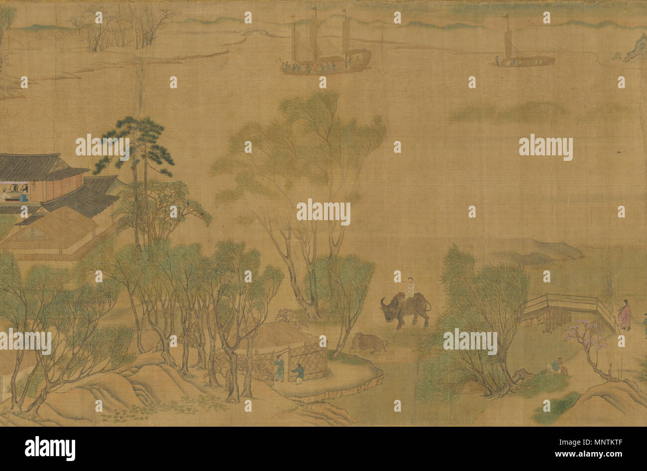 Qingming in Kürze 清明易簡圖. Dieser zeigt einen Abschnitt der Qingming in Kürze. Ming-dynastie (1368 - 1644). 1034 Qingming in Kürze 05. Stockfoto