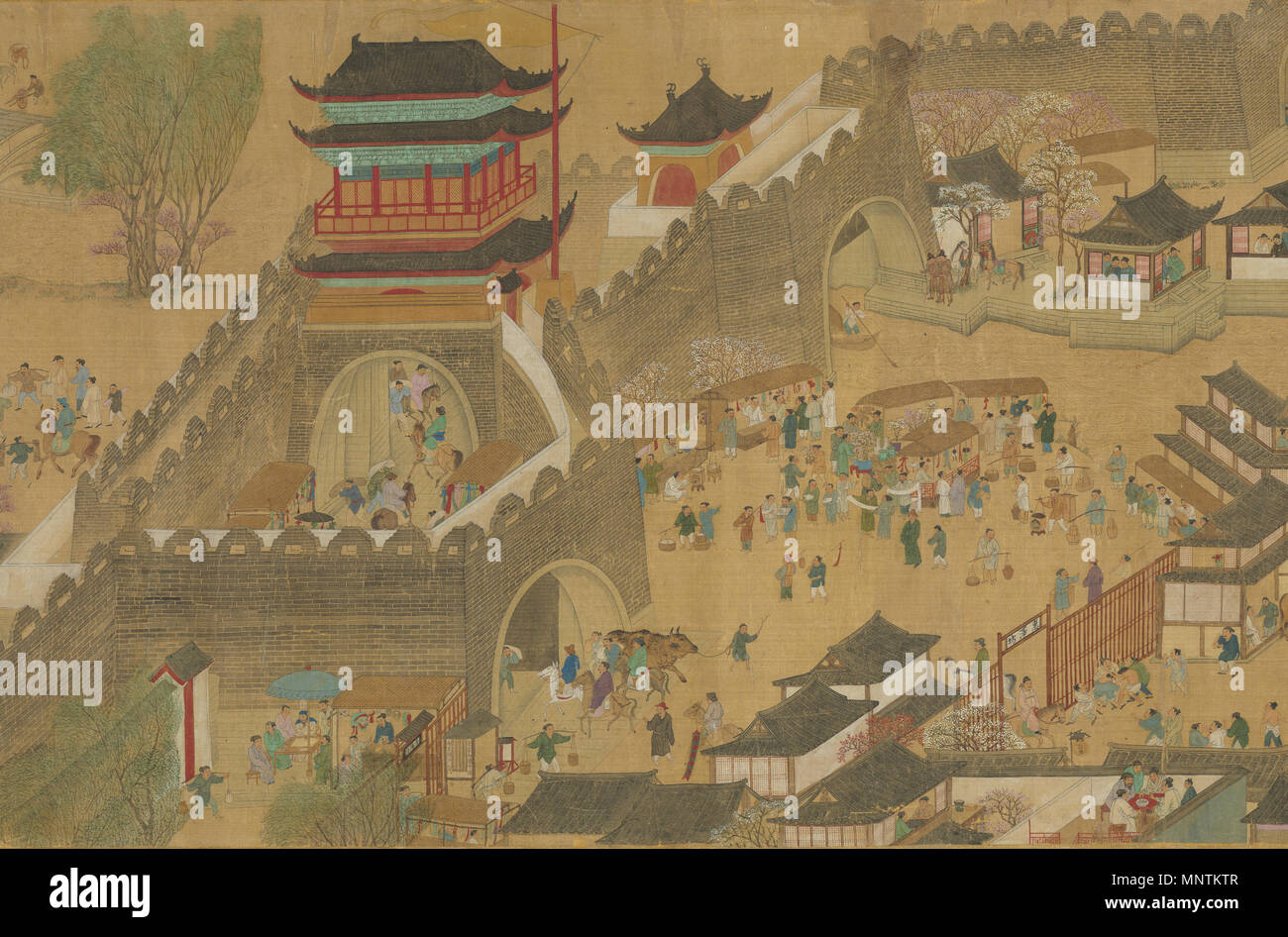 Qingming in Kürze 清明易簡圖. Dieser zeigt einen Abschnitt der Qingming in Kürze. Ming-dynastie (1368 - 1644). 1034 Qingming in Kürze 11. Stockfoto