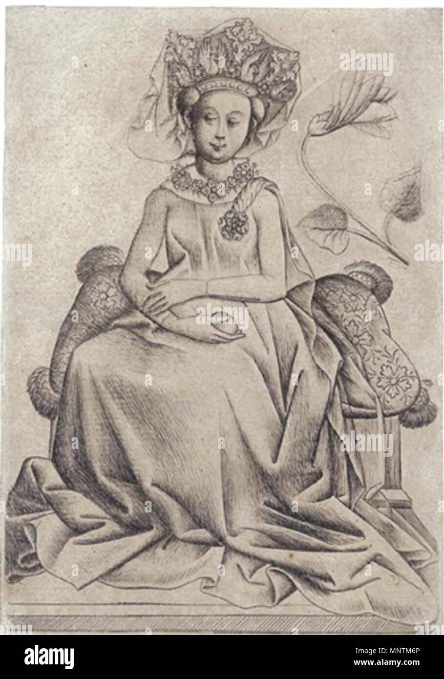 Die Königin der Blumen B. Nur bekannte Eindruck von dieser Karte eingraviert. zwischen ca. 1435 und ca. 1440. 1035 Königin der Blumen Stockfoto