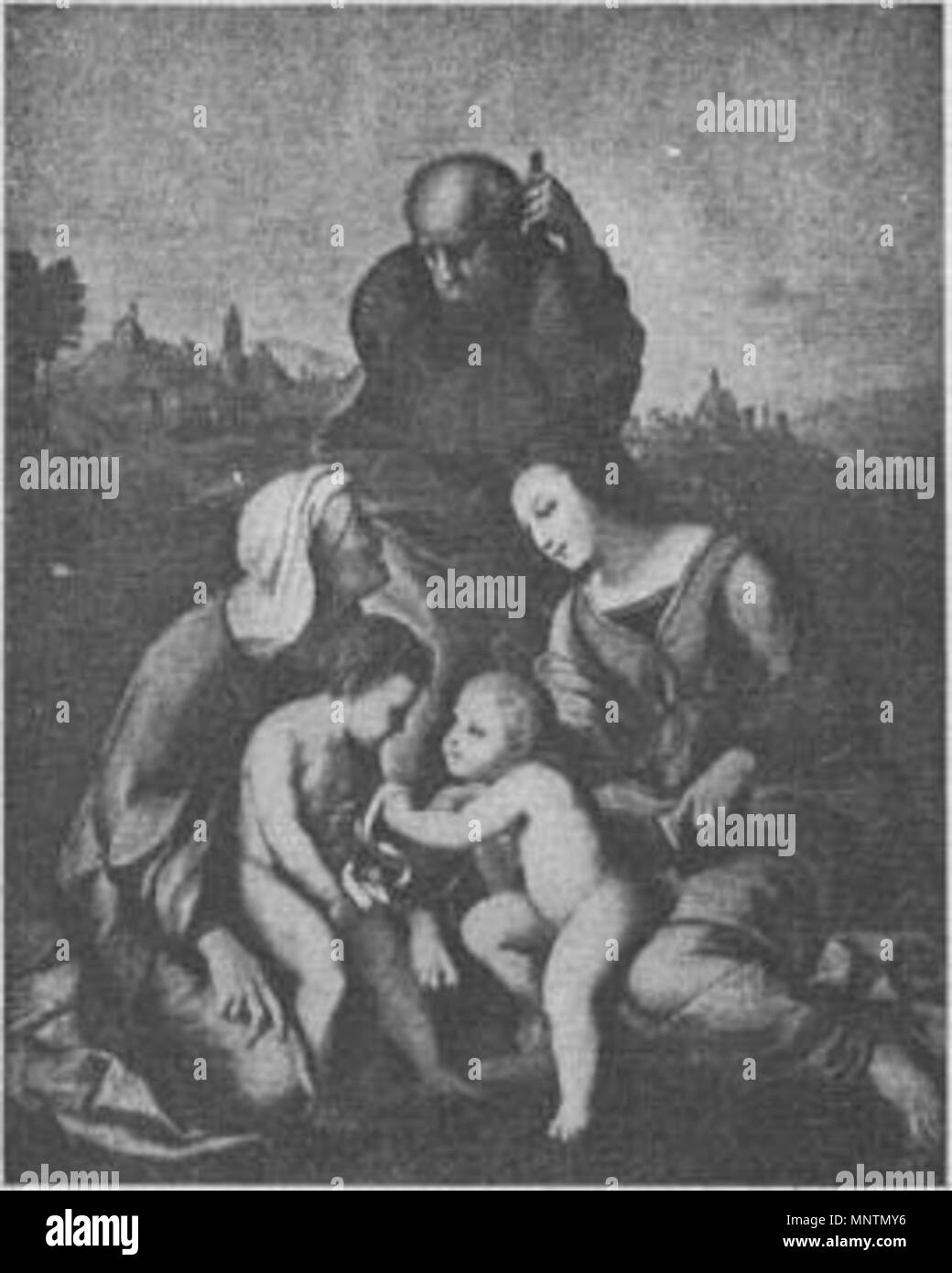 . Englisch: Raffaello Sanzio. Heilige Familie. 1507. Öl auf Leinwand. 131 × 107 cm. München, Alte Pinakothek. Von Theo van Doesburg. Drie voordrachten über De nieuwe Beeldende Kunst. Amsterdam: Maatschappij voor Goede en goedkoope lectuur, 1919: S. 69. Nederlands: Raffaello Sanzio. Heilige Familie. 1507. Olieverf op Paneel. 131 × 107 cm. München, Alte Pinakothek. Afkomstig uit Theo van Doesburg. Drie voordrachten über De nieuwe Beeldende Kunst. Amsterdam: Maatschappij voor Goede en goedkoope lectuur, 1919: S. 69. 1507. Raphael (1483-1520) Alternative Namen Raffaello Santi, Raffaello de Urbino Stockfoto