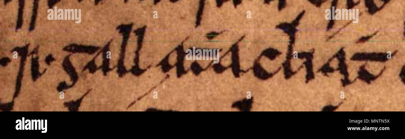 . Englisch: Ein Auszug aus Folio 23r von Oxford Bodleian Library MS Rawlinson B 488 (Geschichte der Tigernach). Der Auszug bezieht sich auf Mac Ragnall Torcaill, König von Dublin (gestorben 1146). Zwischen dem 14. und 17. Jahrhundert. Unbekannt 1039 Ragnall mac Torcaill (Oxford Bodleian Library MS Rawlinson B 488, Folio 23r) 2 Stockfoto