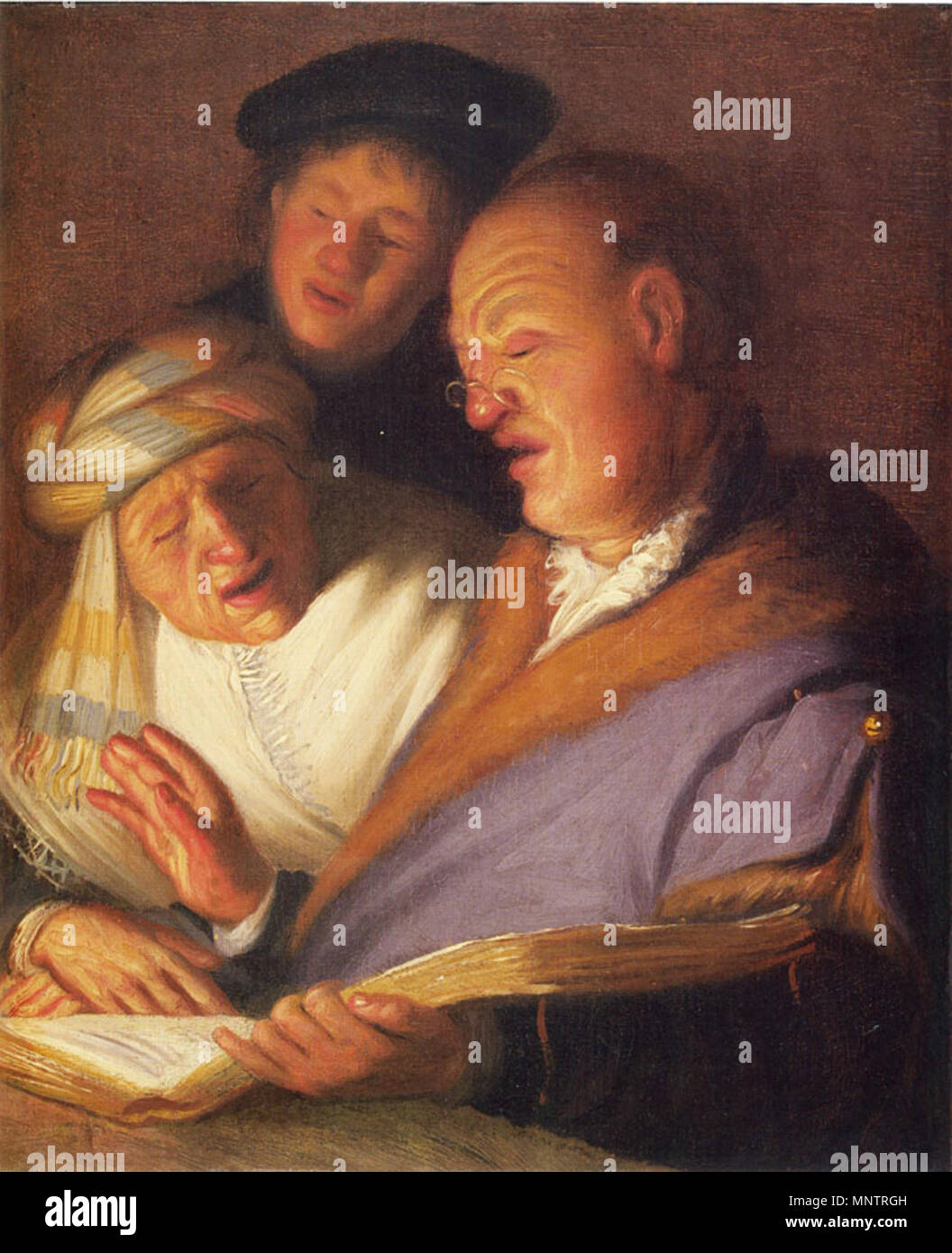 Die drei Sänger. Ein Teil der Serie, zu der auch: Datei: Rembrandt van Rijn 180.jpg und Datei: Rembrandt van Rijn 181.jpg. ca. 1624-1625. 1052 Rembrandt die drei Sänger (Anhörung) Stockfoto