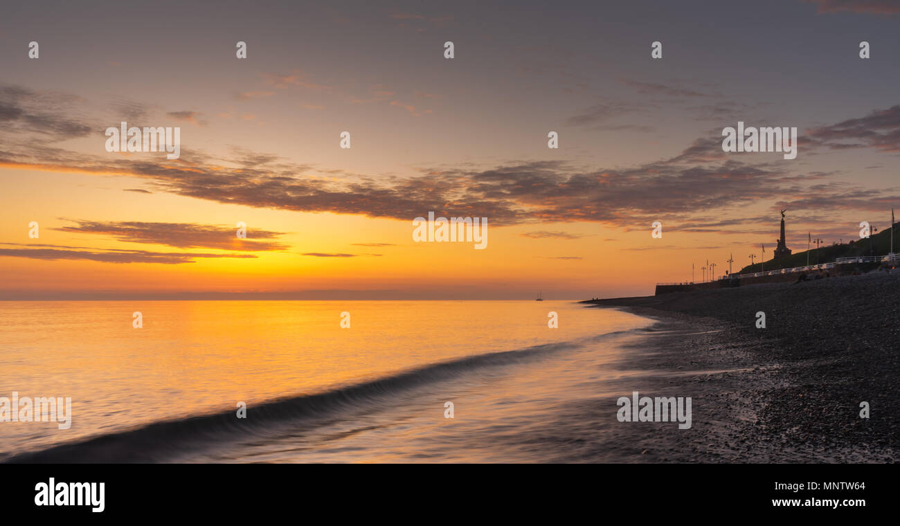 Aberystwyth South Beach Sonnenuntergang Stockfoto