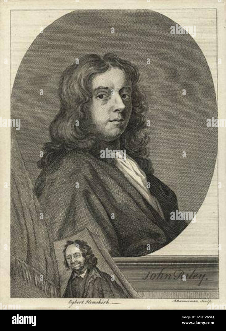 . Englisch: John Riley Maler Riley wurde im Jahre 1646 geboren. Gedanken von einem gut gelöst haben Familie, die er sich selbst als das beste Porträt paintewr in London etabliert. Er wurde Hofmaler von William und Mary obwohl keine Porträts von Riley bekannt sind.[1] Eine seiner Lehrlinge war Jonathan Richardson verheiratet Riley's Nichte und übernahm eine große Anzahl von alten Meistern von Riley. . Vor 1691. 1062 John Riley Maler Stockfoto