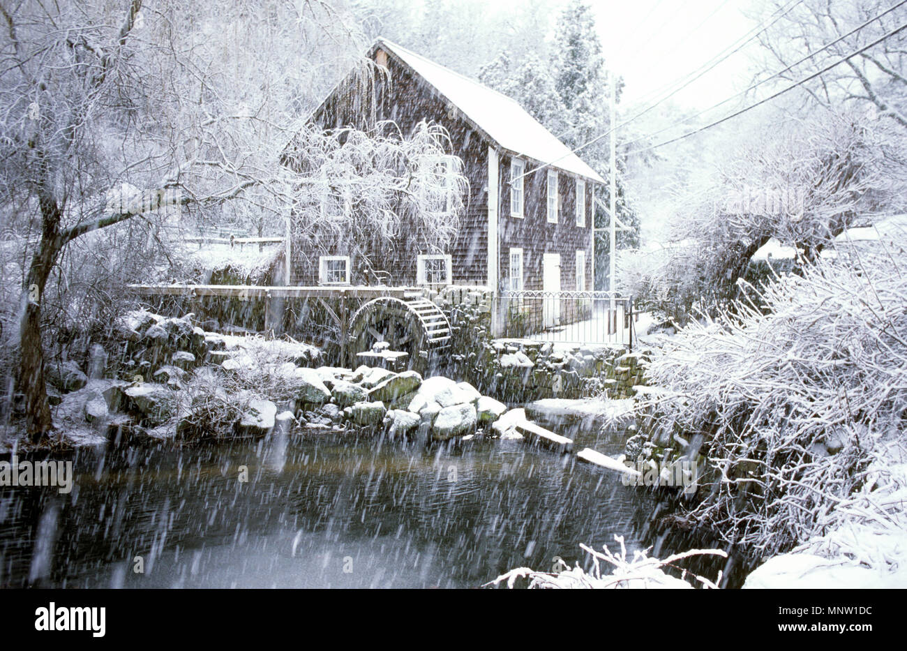 Historische Stony Brook Grist Mill in Brewster, Massachusetts, auf Cape Cod Stockfoto
