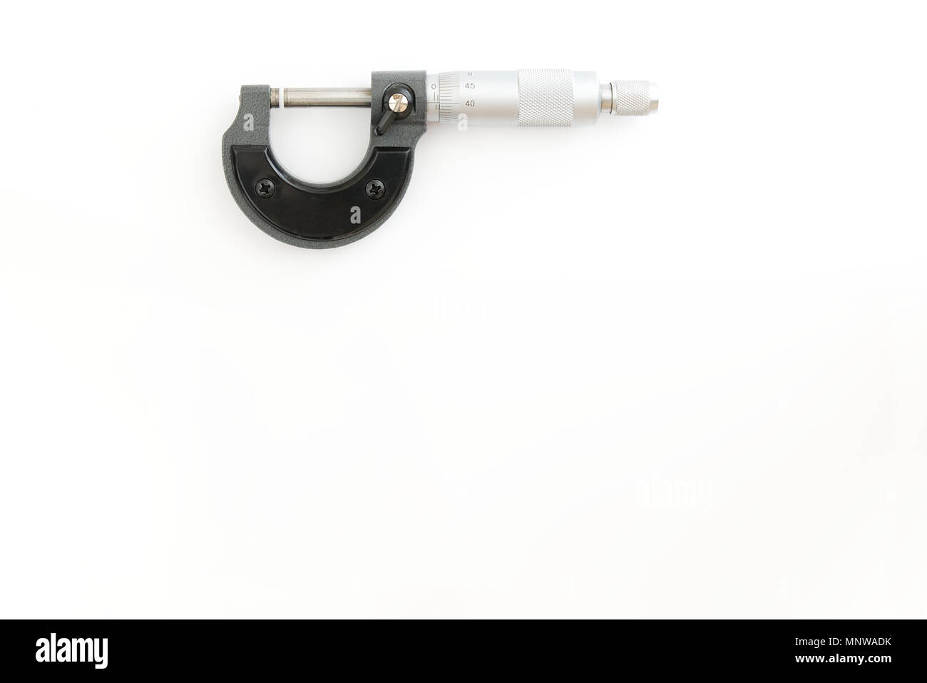 Mikrometerschraube Manometer auf einem weißen Hintergrund. Messgerät precision Stockfoto