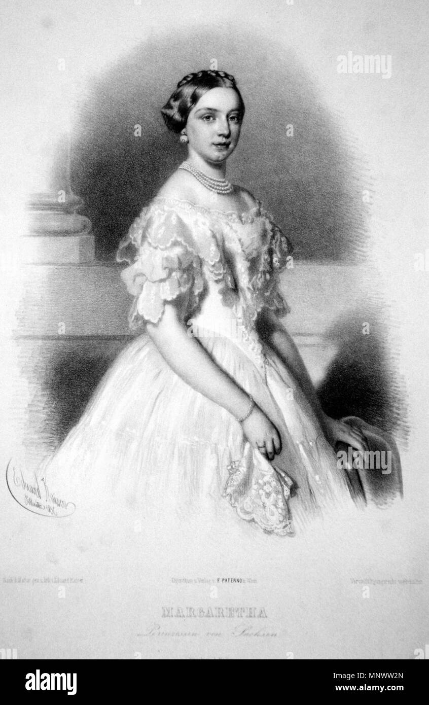 OLYMPUS DIGITALKAMERA. English: Erzherzogin Margarethe von Sachsen (1840-1858). Ehefrau des Erzherzogs Karl Ludwig. Lithographie von Eduard Kaiser, 1856. 1856. Eduard Kaiser (1820-1895) 855 Margarethe von Sachsen Litho Stockfoto
