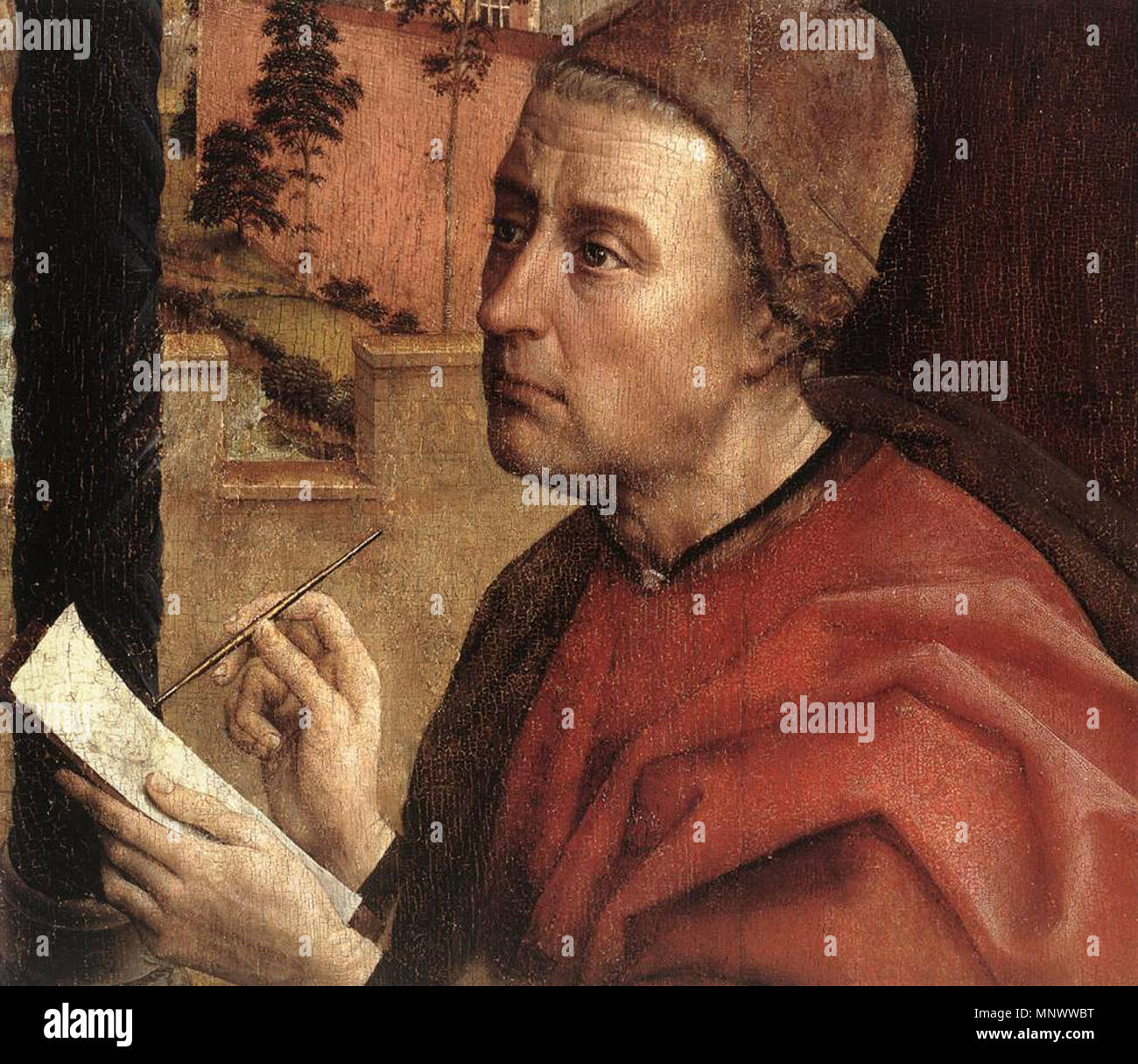 Der hl. Lukas zeichnen ein Porträt der Madonna (Detail), 1435. 1070 Rogier van der Weyden - St Luke zeichnen ein Porträt der Madonna (Detail) - WGA 25582 Stockfoto