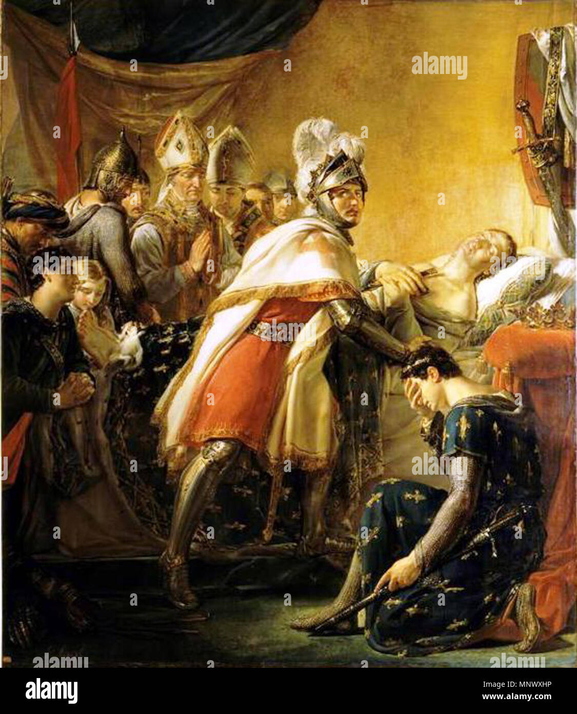 1075 Rouget - Mort De Saint Louis devant Tunis au Milieu des Princes français et des Envoyés de l'Empereur de Konstantinopel Baudoin II Le 25 Aout 1270 Stockfoto