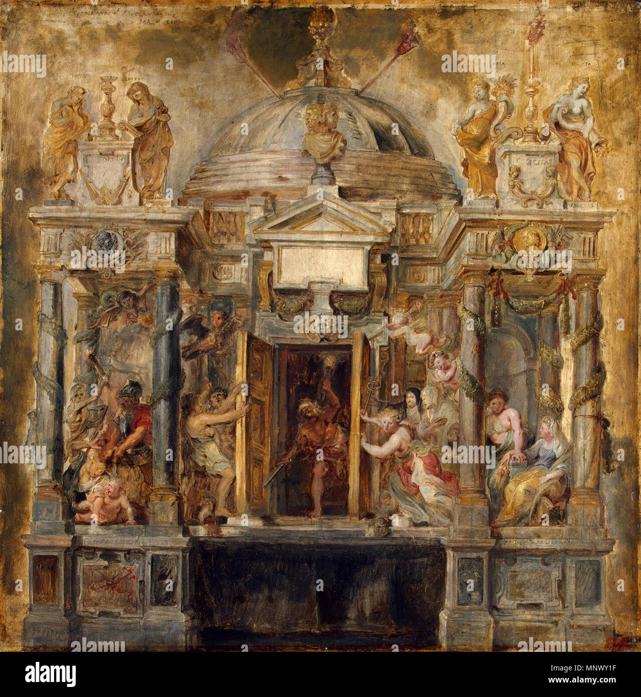 Englisch: Tempel des Janus English: Janustempel Français: Le Temple de Janus 1635. 1077 Rubens 126 Stockfoto