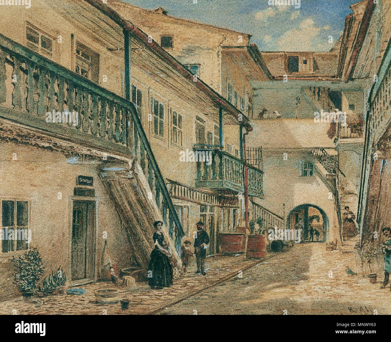 1077 Rudolf von Alt-Innenhof Stockfoto