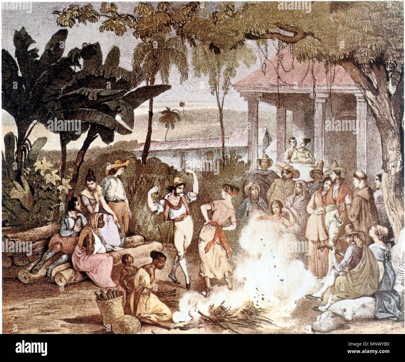 . Englisch: Brasilianische Tanz lundu Português: Ambiente tun Brasil-Col ônia, a dança do lundu. 1835. 1078 Rugendas lundu 1835 Stockfoto