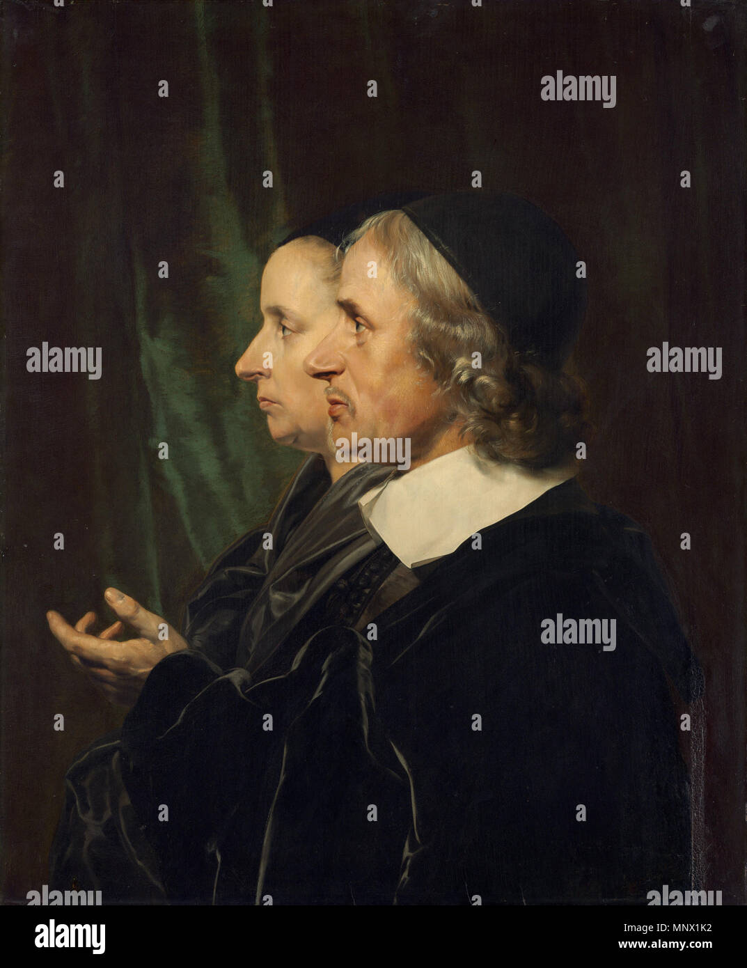 Malerei; Öl auf Leinwand; gesamt: 78,1 x 63,5 cm (30 3/4 x 25 in.) gerahmt: 99,7 x 85,7 x 8,9 cm (39 1/4 x 33 3/4 x 3 1/2 in.); Portrait des Künstlers Eltern. Salomon de Bray & Anna Westerbaen (posthum). ca. 1664. 1087 Salomondebray&amp; annawesterbaenin 1664 Stockfoto