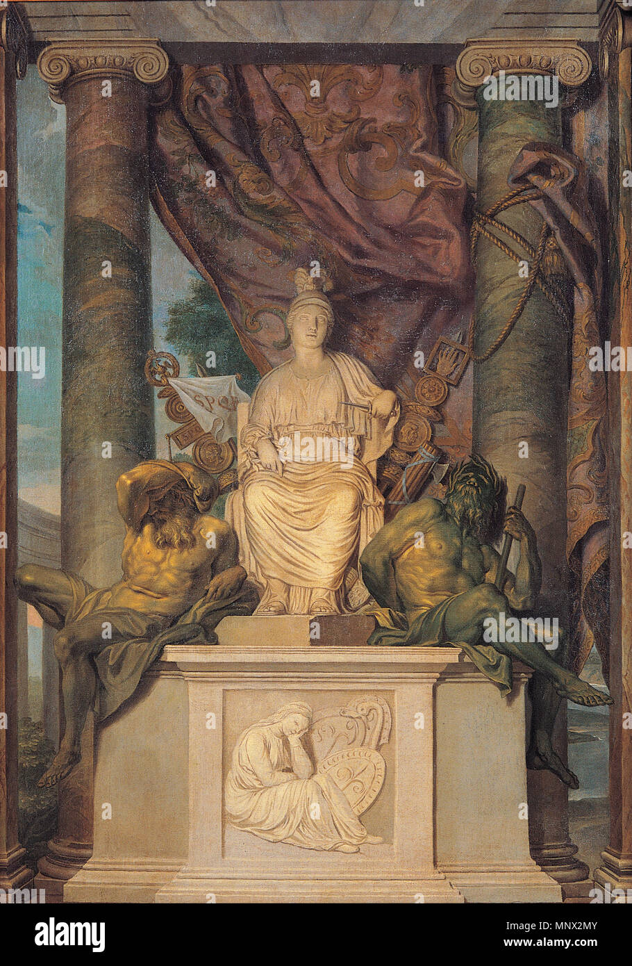 Wandteppich mit der Göttin Roma XVIII Jahrhundert. 1091 San Michele Herstellen - Wandteppich mit der Göttin Roma - Google Kunst Projekt Stockfoto
