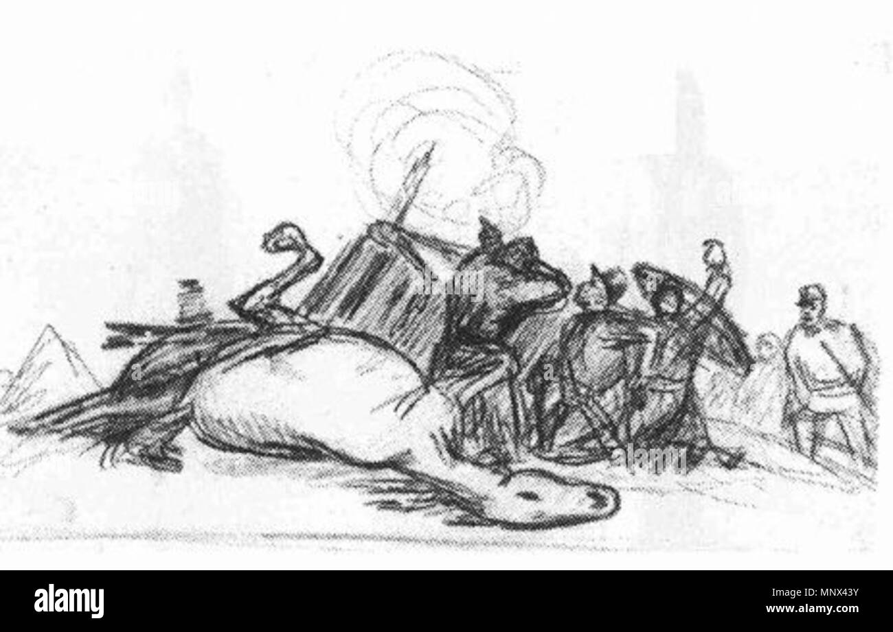 . Română: Scenă de luptă - in creion - Biblioteca Academiei Române. . Datum unbekannt. 1097 Sava Hentia - Scena de lupta (creion) Stockfoto
