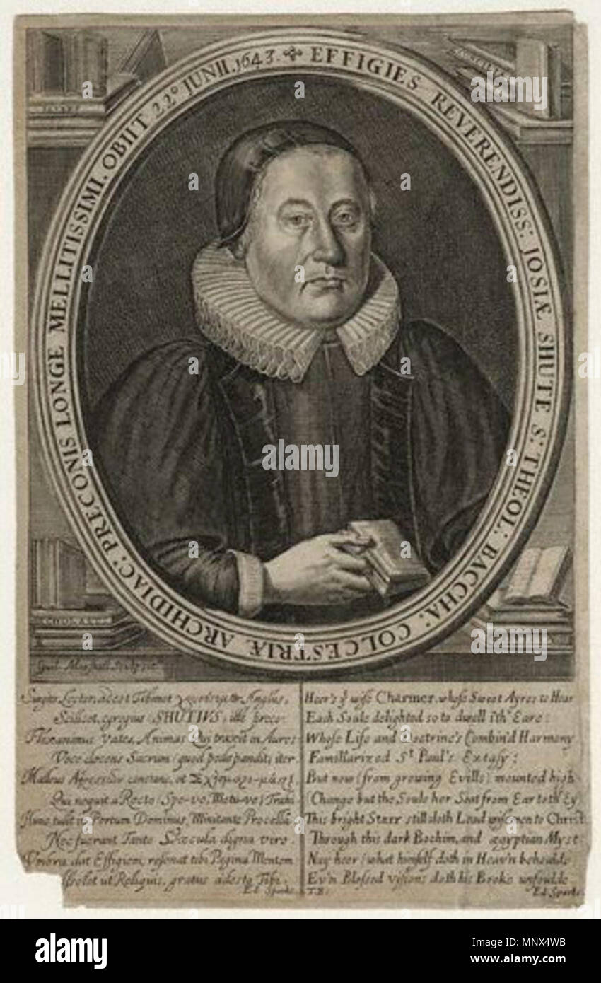 Von William Marshall, Drucken, veröffentlicht 1649. Englisch: Gravur von Josias Shute (1588-1643), Mitglied der Westminster Versammlung. 1649. William Marshall 744 Josias Shute Stockfoto