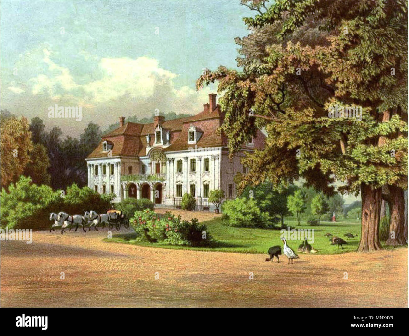 . English: Schloss Deichslau, Kreis Steinau Polski: Dziesław, Powiat lubiński. Barokowy pałac wybudowany w pierwszej połowie XVII Wieku. Obecnie w Ruinie. zwischen 1857 und 1883. Theodor Blätterbauer, Alexander Duncker (1813-1897) 1101 Schloss Deichslau Sammlung Duncker Stockfoto