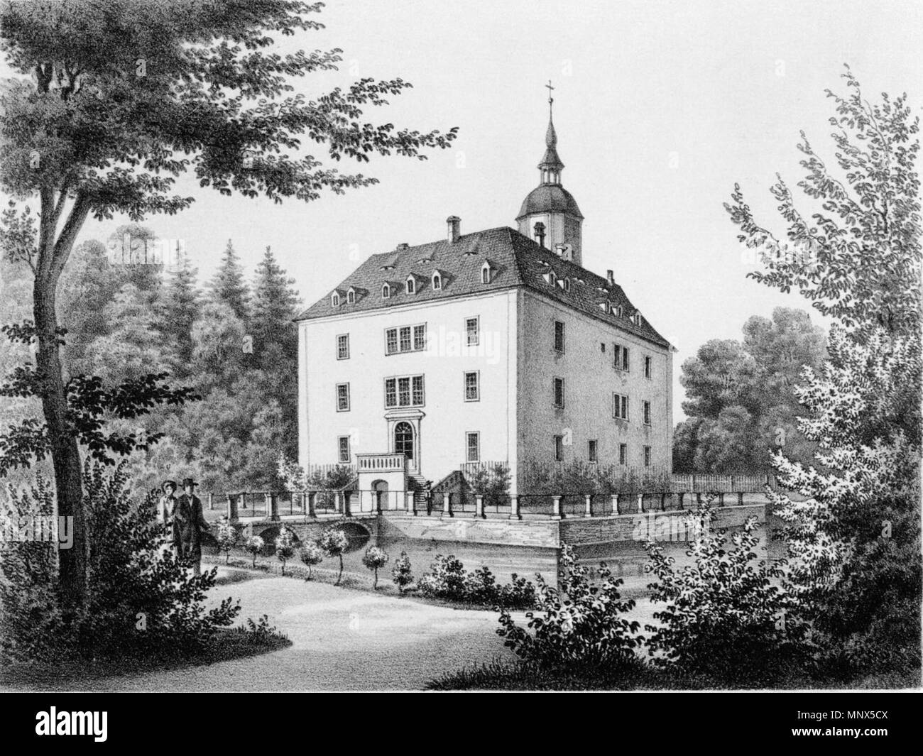 . English: Schloss Seerhausen um 1860. 1860. F. Heise 1102 Schloss Seerhausen Stockfoto