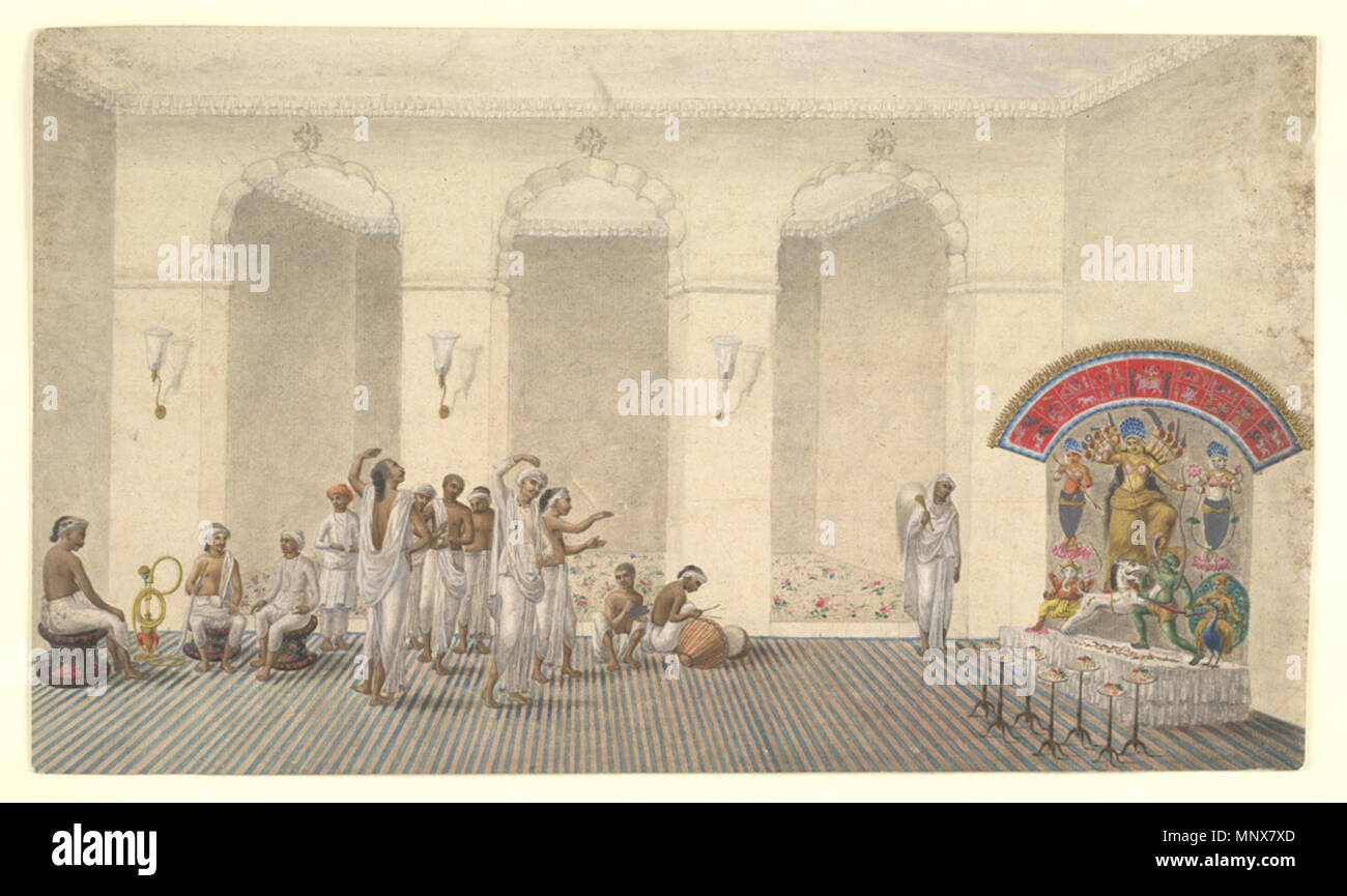 . Englisch: Durga Puja; ein Aquarell von sevak Ram, c 1809* (BL). 1809. sevak Ram 1113 Sevakram 1809 Stockfoto