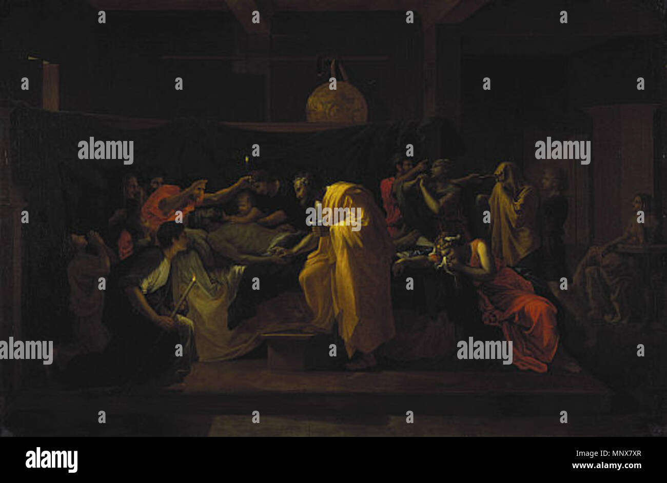 . Englisch: sieben Sakramente Krankensalbung II (1644) von Nicolas Poussin, Öl auf Leinwand, 117 x 178 cm, National Gallery of Scotland. 1644. Nicolas Poussin (1594-1665) Alternative Namen Niccolò Possino Beschreibung Französische Maler, Zeichner und Dekorateur Geburtsdatum / Tod Juni 1594 19. November 1665 Ort der Geburt / Todes Les Andelys Rom Standort Paris (1612-1621), Lyon (1622), Rom (1624-1640), Paris (1640-1642), Rom (1643-1665) Kontrolle: Q 41554 VIAF: 24606800 ISNI: 0000 0001 2099 9120 ULAN: 500005036 80028152 LCCN: n NLA: 35789482 WorldCat 1113 Sieben Sacram Stockfoto