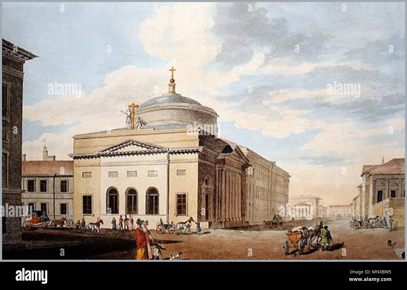 . Skorbyashchenskaya Kirche in Sankt Petersburg. 1820. name verloren 1128 Skorbyashchenskaya Stockfoto