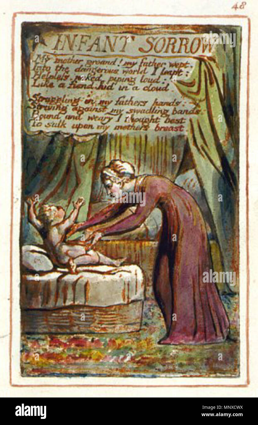 . Englisch: Lieder der Unschuld und Erfahrung, kopieren Z, 1826 (Bibliothek des Kongresses) Objekt 48 Infant Sorrow. 7 März 2014, 17:52:19. William Blake (1757 - 1827) Alternative Namen W. Blake; Uil" iam Bleik Beschreibung britische Maler, Dichter, Schriftsteller, Theologe, Sammler und Graveur Geburtsdatum / Tod 28. November 1757 12. August 1827 Ort der Geburt / Todes Broadwick Street Charing Cross Standort London Authority control: Q 41513 VIAF: 54144439 ISNI: 0000 0001 2096 135 X ULAN: 500012489 78095331 LCCN: n NLA: 35019221 WorldCat Dies ist ein treuer fotografische Reproduktion einer Stockfoto