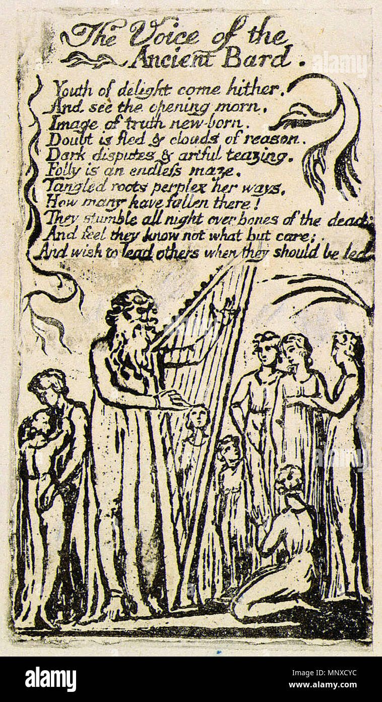 . Englisch: Lieder der Unschuld, kopieren U Objekt 23 Die Stimme des alten Bard Kopieren Informationen Titel: Lieder der Unschuld Origination: William Blake: Autor, Erfinder, delineator, Kupferstecher, Drucker Origination: Catherine Blake: Drucker Herausgeber: William Blake Erscheinungsort: London Hinweis: an die Stelle der Veröffentlichung ist nicht in den Band aufgenommen, aber Blake lebte zu dieser Zeit in London von seiner Zusammensetzung, Ätzen, und drucken. Datum: 1789 Zusammensetzung Datum: 1789 Print Date: 1789 Hinweis: Dieses ist vermutlich die erste Kopie der Lieder der Unschuld Blake gedruckt. Anzahl der Objekte: 31 Hinweis: In eingefügt Stockfoto