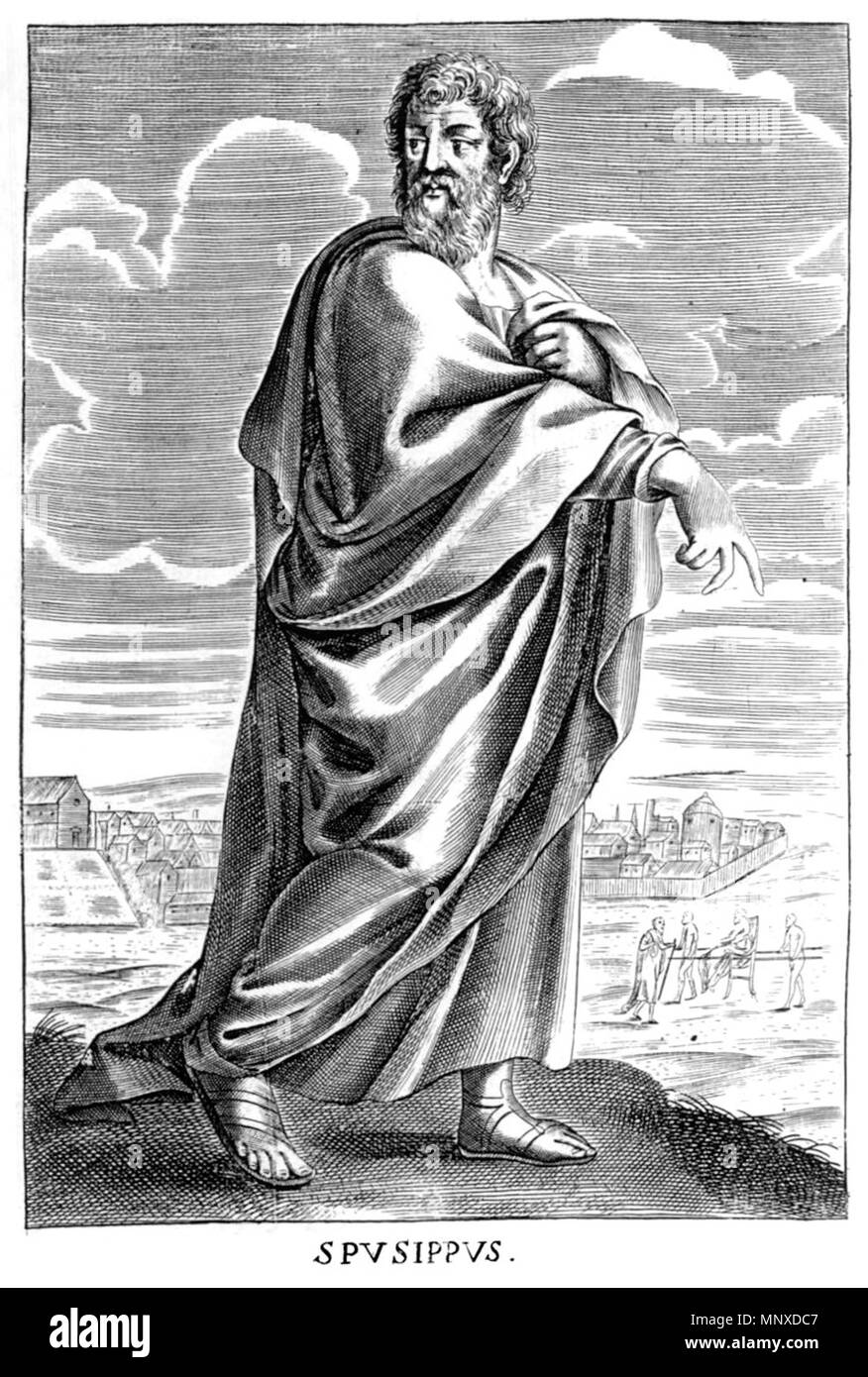 . Englisch: Speusippus, antiken griechischen Philosophen. Von Thomas Stanley, (1655), die Geschichte der Philosophie: mit dem Leben, Meinungen, Handlungen und Diskursen der Philosophen der jede Sekte, mit Bildnissen der Taucher von Ihnen dargestellt. ca. 1655. Unbekannt 1134 Speusippus in Thomas Stanley Geschichte der Philosophie Stockfoto