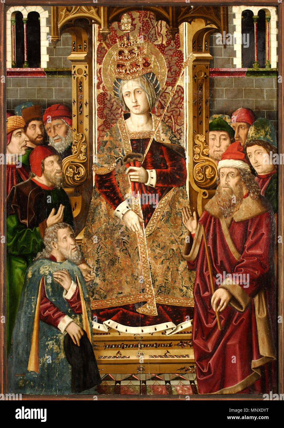 Santa Helena Reunida Con Los Judios Espanol La Obra Vertreter Einer Santa Helena De Constantinopla Madre Del Emperador Constantino En Su Trono Sentada Y Acompanada Por Varios Judios Englisch Altarbild Des Heiligen