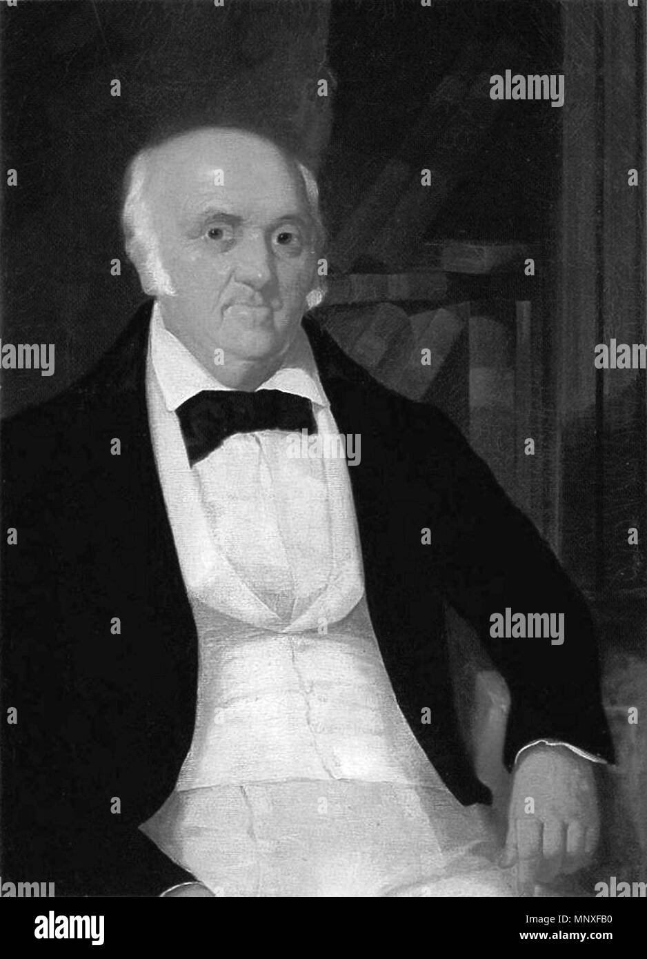 . Englisch: Portrait von Stephen Reynolds (1782-1857) von John Mix Stanley. Er war einer der ersten amerikanischen Kaufmann in Hawaii. . 15 August 2013, 07:00 (UTC). 1143 Stephen Reynolds, Portrait von John Mix Stanley, 1848 - (BW) Stockfoto