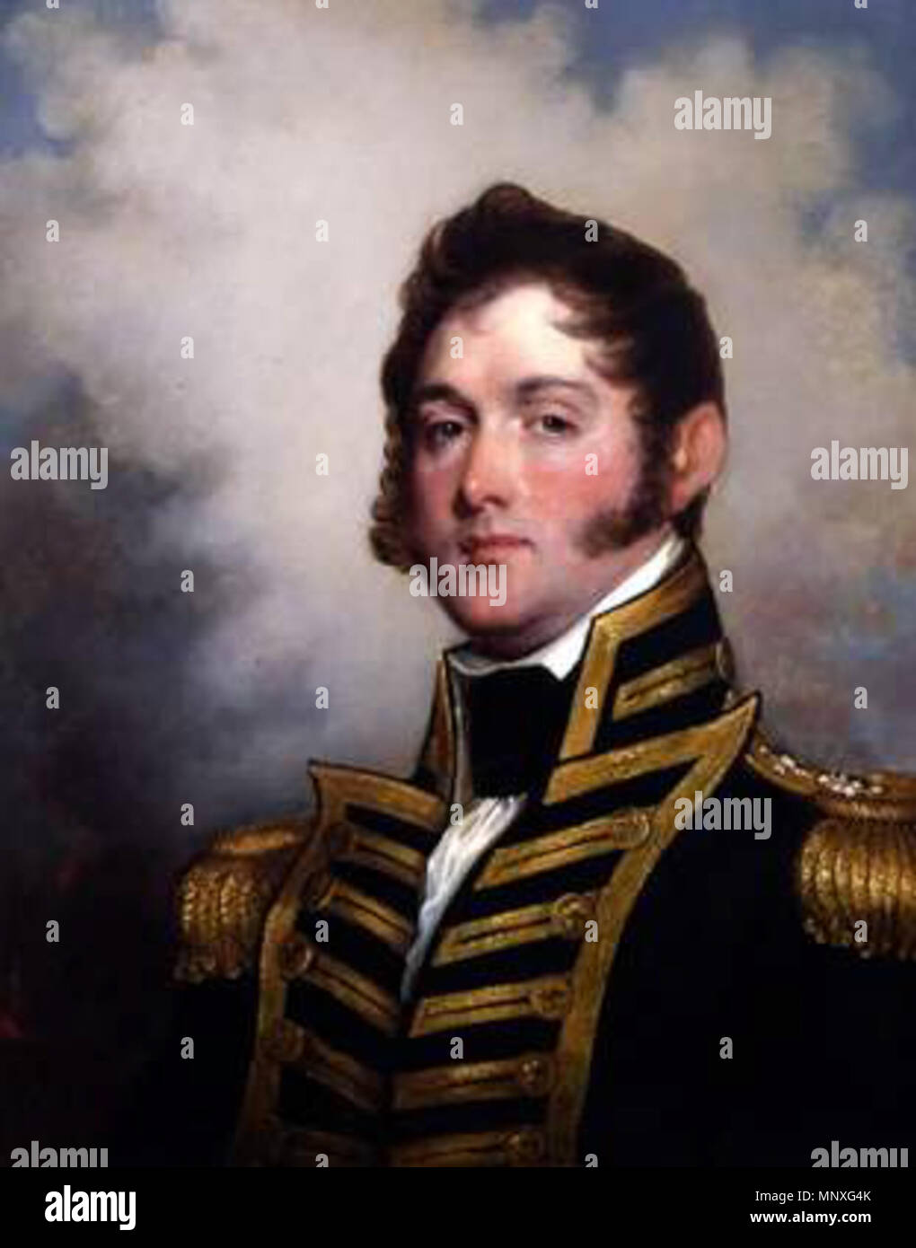 . Portrait von Commodore Oliver Hazard Perry, Toledo Museum der Kunst. 1818. Gilbert Stuart (1755 - 1828) Alternative Namen Gilbert Charles Stuart, Geburt Name: Gilbert Charles Stewart Beschreibung amerikanischer Maler Geburtsdatum / Tod am 3. Dezember 1755 Vom 9. Juli 1828 Ort der Geburt / Todes North Kingston (Newport, Rhode Island) Boston Standort Boston, New York City, London, Dublin Authority control: Q 41402 VIAF: 61689381 ISNI: 0000 0000 6634 9660 ULAN: 500010392 50083265 LCCN: n NLA: 35149085 WorldCat 1148 Stuart-Perry portrait Stockfoto