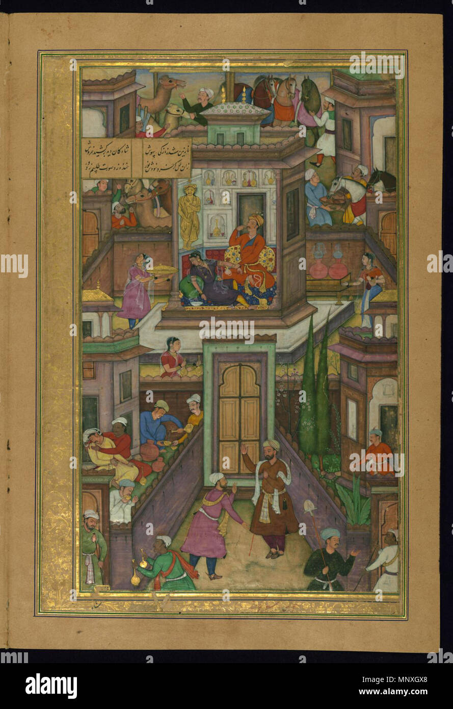 Amir Poetry Dihlavi (Islamische, Gestorben 725 AH/AD 1325). "Die Geschichte der Talisman, der Erkennt die Unaufrichtigkeit, die ihm die Prinzessin des weißen Pavillon", 1597-1598. Tinte und Pigmente auf festgelegt, nicht-europäische Papier. Walters Art Museum (W. 624.208 B): Erworben durch Henry Walters. W. 624.208 b 1151 Surdas Gujarati - Die Geschichte der Talisman, der Erkennt die Unaufrichtigkeit, die ihm die Prinzessin des weißen Pavillon - Walters W 624208 B-volle Seite Stockfoto