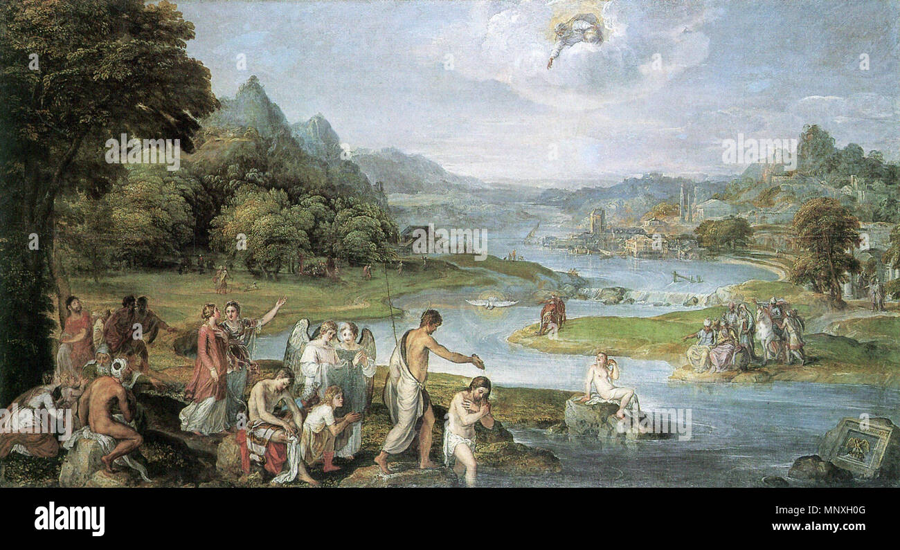 . Taufe Christi. 1591. Lambert Sustris (1515 - 1584) Alternative Namen Lambert van Amsterdam; Lamberto d'Amsterdam; Lamberto Fiammingo; Lambertus de Amsterdam; Lambert Süter; Lambert Suster; Lambert Susterus; Lambert Sustris Süstris; Lambrecht; Lambert Lambert Zustrus Zustris; Beschreibung der niederländische Maler, Fresko Maler und Zeichner Geburtsdatum / Tod ca. 1515 1591 (?) Ort der Geburt / Todes Amsterdam Venedig (?) Arbeit Ort Rom (Ca. 1530-1535), Venedig (1535-1548), Padua (Ca. 1540-1543), Augsburg (1548), Padua Authority control: Q 1357759 VIAF: 71665294 ISNI: 0000 0000 3 Stockfoto